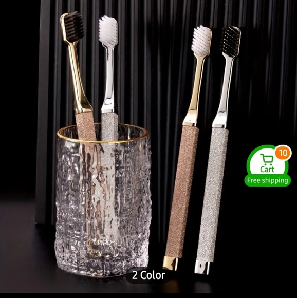 Rosegold Toothbrush Set Square Bling Designer.new In Box - Picture 1 of 4